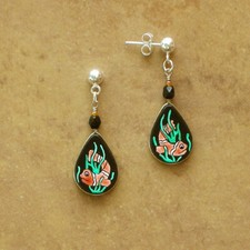 Happy Clown Fish Earrings-Post Style Peruvian Hand-Painted Jewelry-Fair Trade
