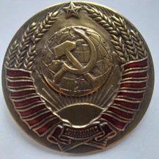  USSR EMBLEM  COAT OF ARMS SOVIET BADGE MEDAL PIN MILITARY, BRONZE, 1 PCS. #567A