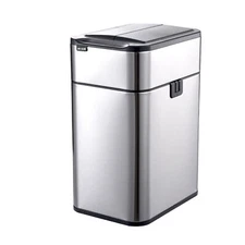 15L Kitchen Trash Can Automatic Touch Free Garbage Can with Lid Stainless