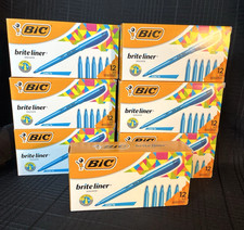LOT BIC Brite Liner BLUE Highlighters Chisel Tip BL11 Seven Boxes of 12  84 