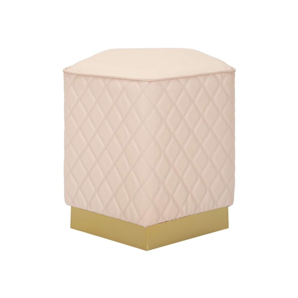 Pouf haut de gamme matelassé Sharon 38cm en velours rose et or