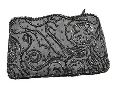 Amanda Smith Black Beaded Satin Coin Purse