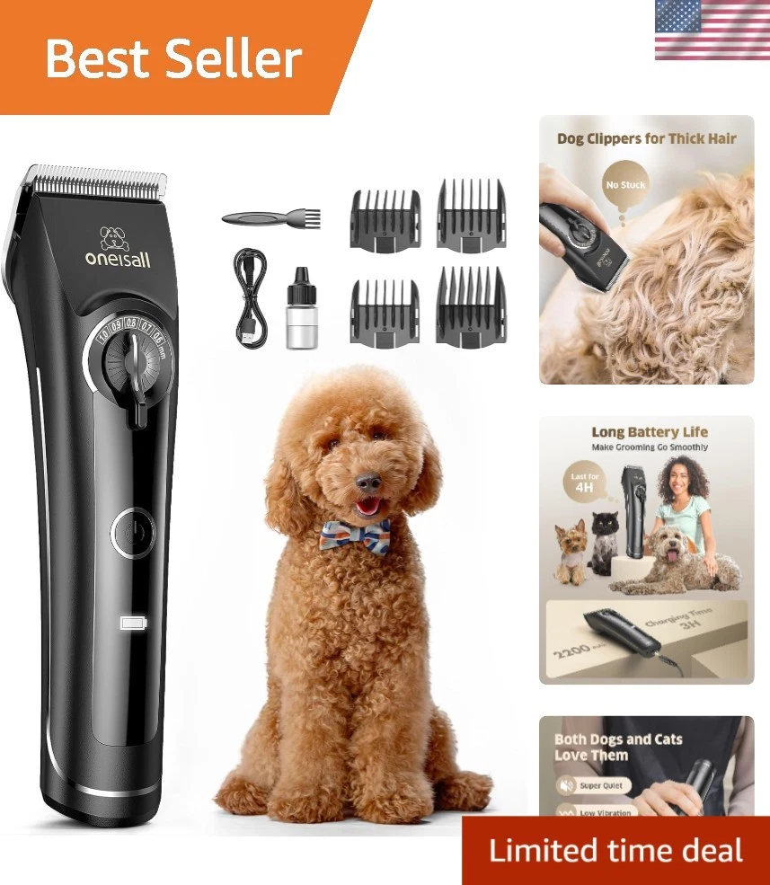 Custom Length Heavy Duty Dog Grooming Clippers for Sensitive Pets - Low Noise
Opens in a new window
