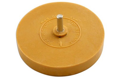 Power-Tec 91488 Abisolierscheibe mit Schaft 90 mm Gummirad zum Entfernen von Aufklebern
