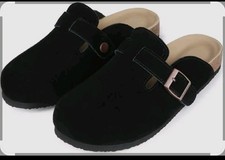 Black Suede Clogs Size Women s 9 And A Pair Of Socks New
