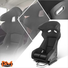 Suede Leather Fixed Position Racing Bucket Seat W Adjustable Side Slider Black