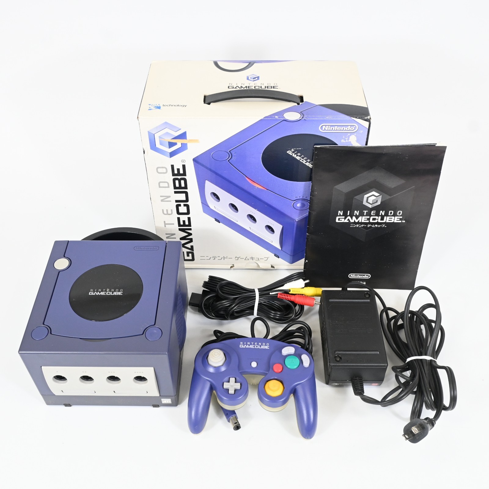 ConsolaNintendoGameCubeDOL-001IndigoAzulControladorenCajaProbadoFuncionando