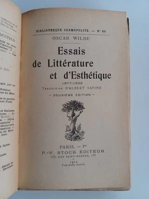 Oscar Wilde - Essais de Littérature et d'Esthétique 1877/88 Stock 1912 - Photo 1/4