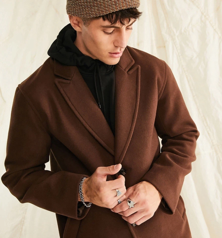 Asos Brown Peacoat Size M - Image 4 of 4