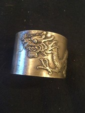 Chinesischer Serviettenring Reif Drachen Silber gestempelt selten Vintage 40g