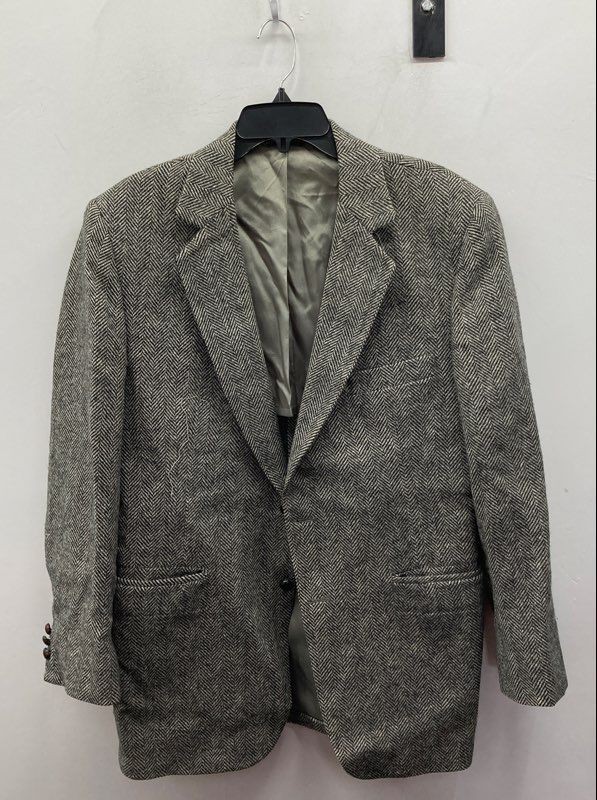Vintage Men's Gray Herringbone Wool Blend Blazer Sports Coat Single Vent M
