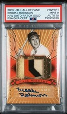 PSA 9/10 - 2005 Upper Deck Hall Of Fame BROOKS ROBINSON Patch AUTO 2/5 Orioles