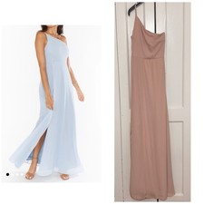 Show Your Mumu Shannon One Shoulder Chiffon Dress in a light pink Sz XS NWT $198