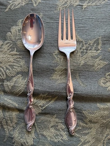 2 Sterling Silver Swirl by Wallace individual Cream Spoon And Matching Fork