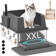 Extra Large Stainless Steel Cat Litter Box - 23.5" x 15.5" x XX-Large, XXL 