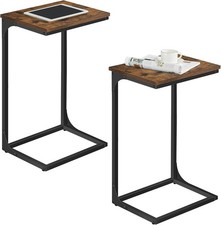 VASAGLE C-Shaped End Table, Set of 2, Side Table for Rustic Brown  Black