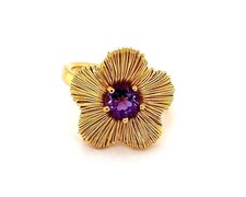Anello Pasquale Bruni Penelope Fiore di Ametista Oro Giallo 18K Misura 7,5