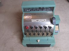 Vintage 1964 Tom Thumb Toy Cash Register Teal Color Works Western Stamping