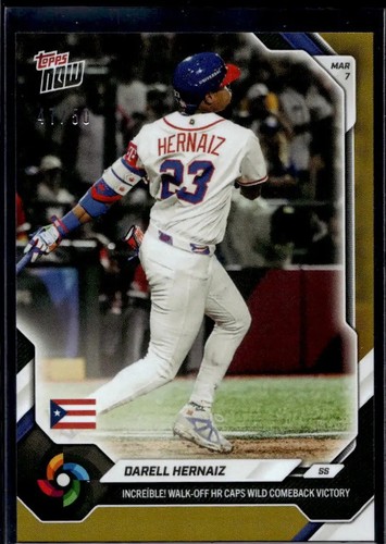 Darell Hernaiz 2026 World Baseball Classic Topps NOW Card 12 Gold
