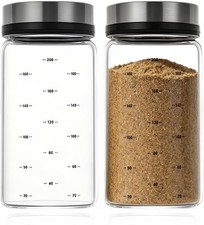 2 PCS Salt Shaker with Lid, Salt and Pepper Shakers Transparent Salts Cellar wi