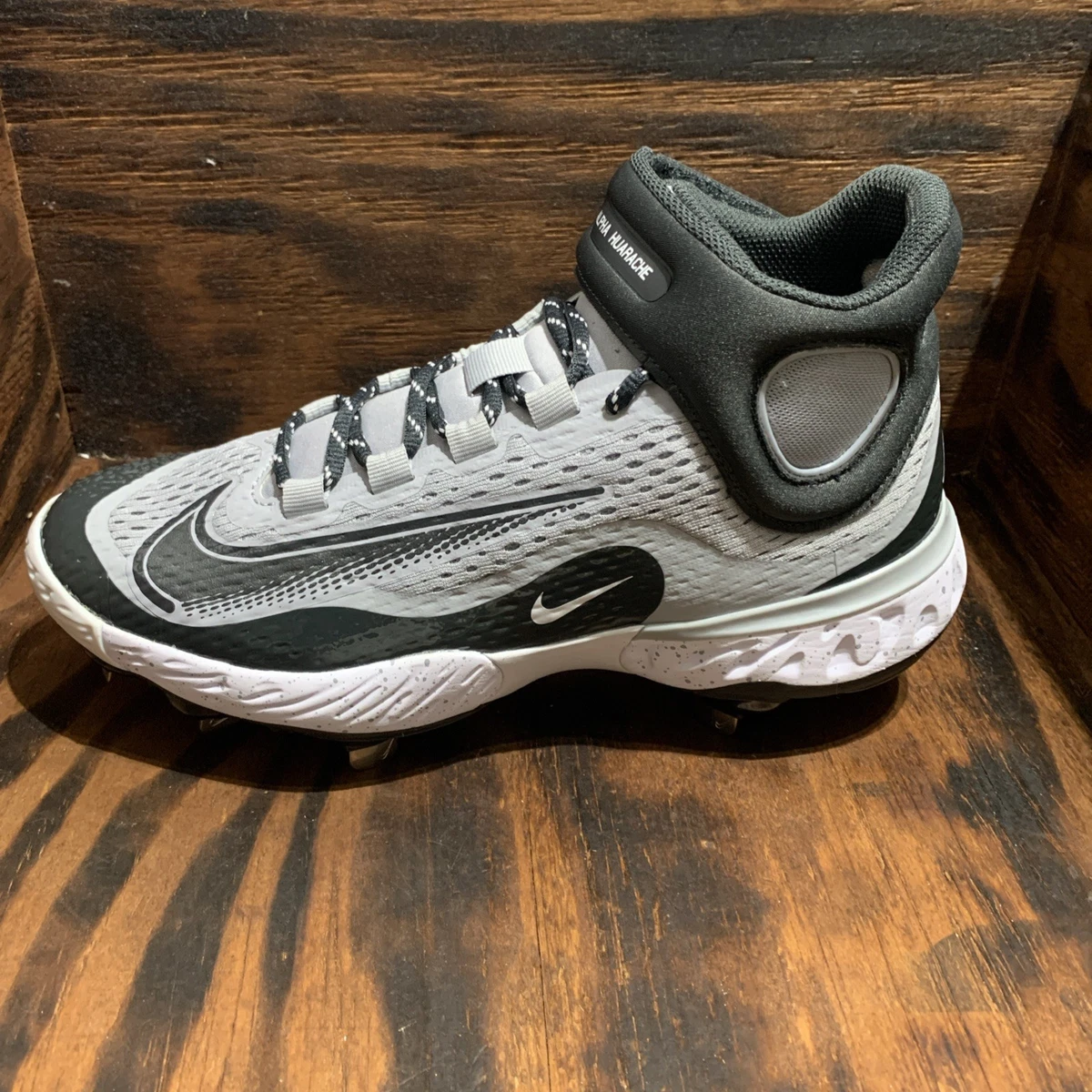 Nike Alpha Huarache‎ Elite 4 Mid Gray Baseball Cleats Sz 7 NEW DJ6520 002 RARE Nike Alpha Huarache Elite 4 Mid Wolf Grey for Sale  main image 4