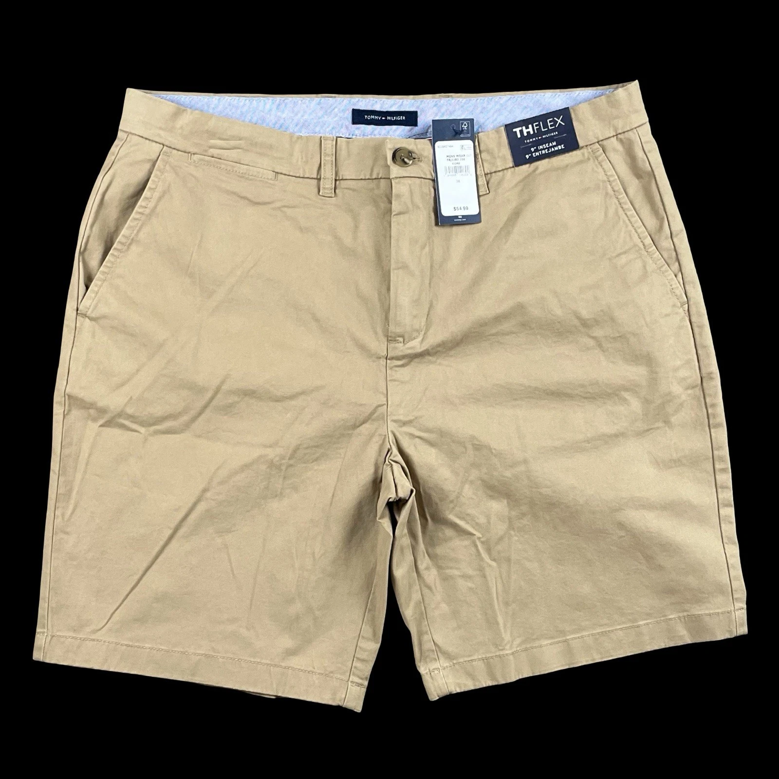 NWT Tommy Hilfiger Flex Chino Shorts Men’s Size 36 Beige Tan Khaki 9" Stretch