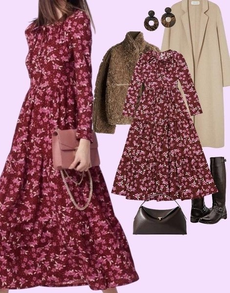 Women Free People Dress Burgundy Polyester XS