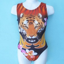 Gymnastics Leotard Girls sz CL Child 12 black orange Tiger design Bounce leo ca