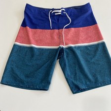 Old Navy California FLEX Board SWIM Shorts Men  s SZ 34 ZIP POCKET BLUE GREEN RED