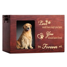 Pet Memorial Urns for Dog or Cat Ashes, Large Wooden Funeral X-Large, Natural
