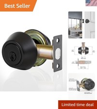 Double Keyed Deadbolt Lock - High Security Adjustable Cylinder in Satin Steel