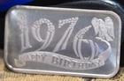 1976 Madison Mint Happy Birthday 1976 1 oz .999 Fine Silver Art Bar