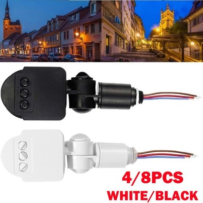4/8x DC12V 180° LED Auto Infrared PIR Motion Sensor Detector Wall Light Switch