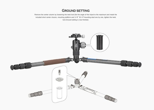 Leofoto Tripod LX-224CT + XB-32Q Reversible Travel Tripod with Ball Head - Picture 4 of 13