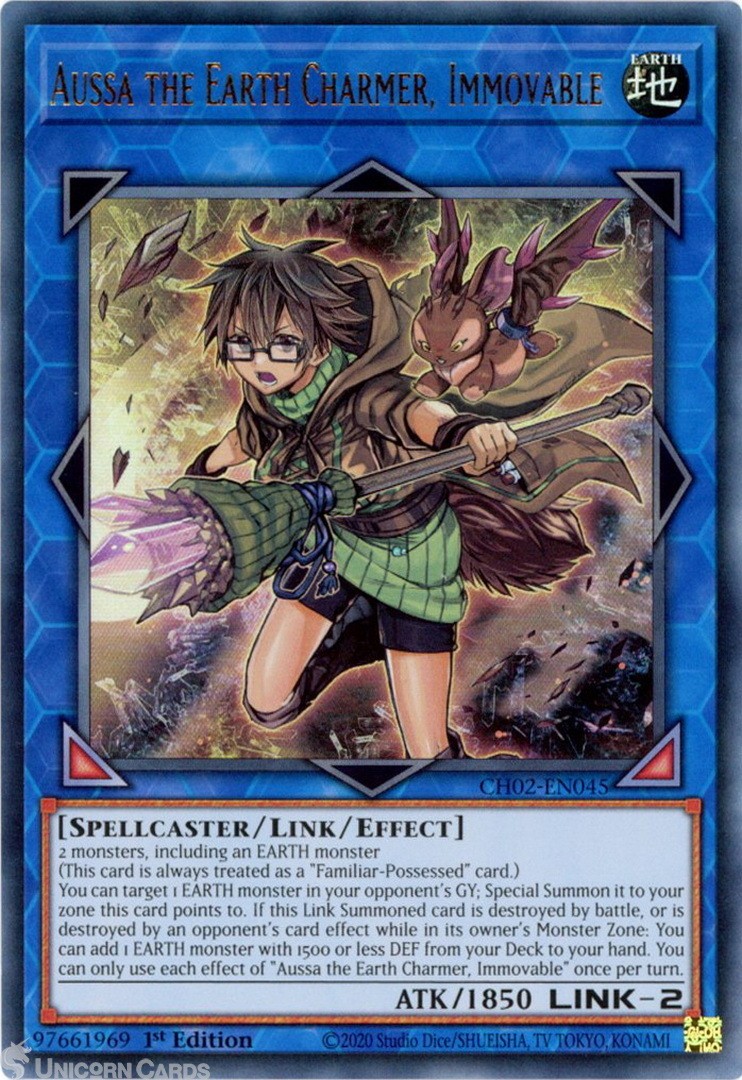 CH02-EN045 Aussa the Earth Charmer, Immovable : Ultra Rare 1st Edition Mint YuGi
