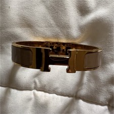 Hermès Gold-Plated Enamel Bangle Bracelet Hi...