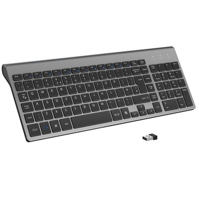 cimetech Wireless Keyboard, 2.4G Ergonomische Tastatur mit Zahl Medium, Grau