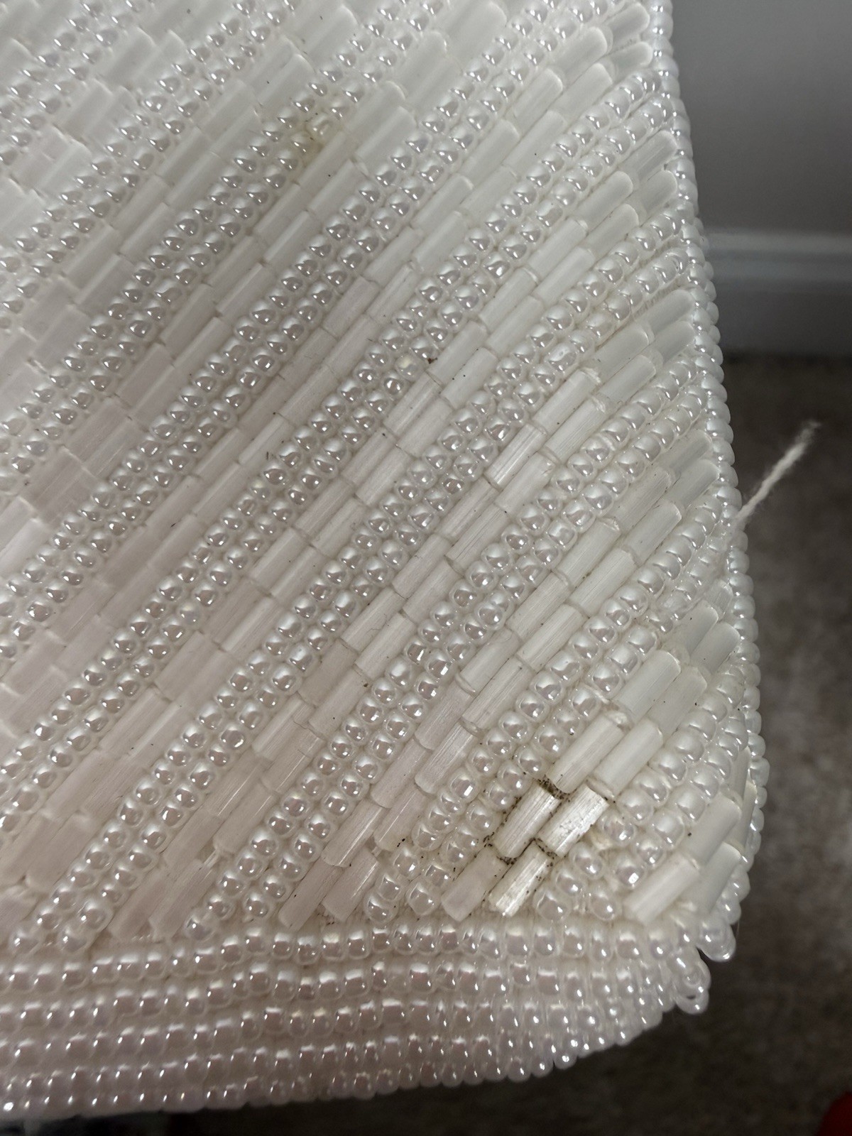 Andre Cellini White Beaded Chevron Pattern Evenin… - image 7