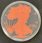 2025 1 Oz .999 American Silver Eagle Ember Collection Orange W/Black Background!