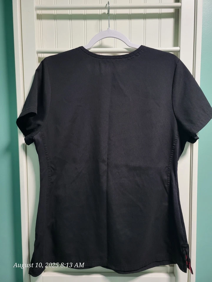 KOI LITE SIZE M SLIM FIT Black V-NECK-STRETCH PANELS WOMEN'S SCRUB TOP - Image 4 of 4