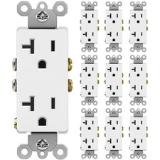 10 Pack 20 Amp Decorator Wall Receptacle Outlet, Non-Tamper-Resistant, 20A/125V/