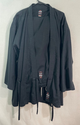 Fuji Karate Martial Arts Gi Black Uniform Jacket & Pants Size 6, No Belt - VTG