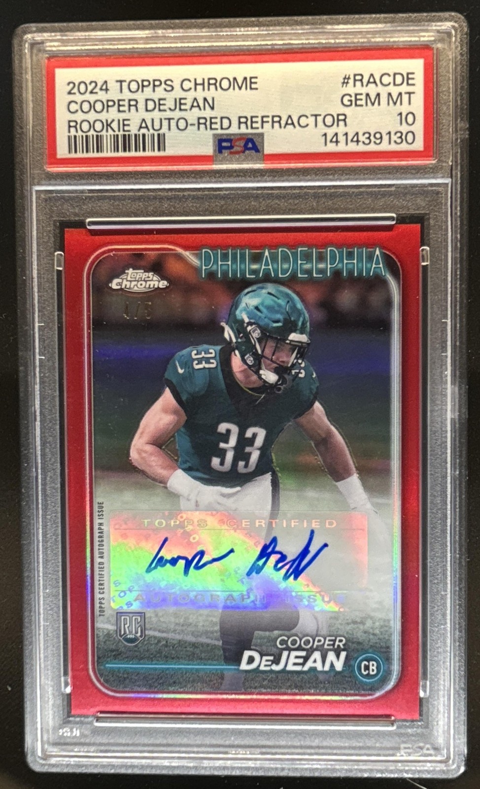 Cooper DeJean Topps Chrome Rookie Autographs Variations #RACDE Red Refractor