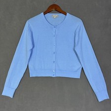 J Crew Re-Imagined Cashmere Cardigan Sweater S Blue Button Quiet Luxury Preppy