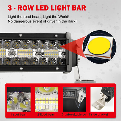 Willpower 52 inch 675W Curved LED Light Bar, Led Lighting Bar combines the design of floodlights and floodlights for various off-road vehicles trucks