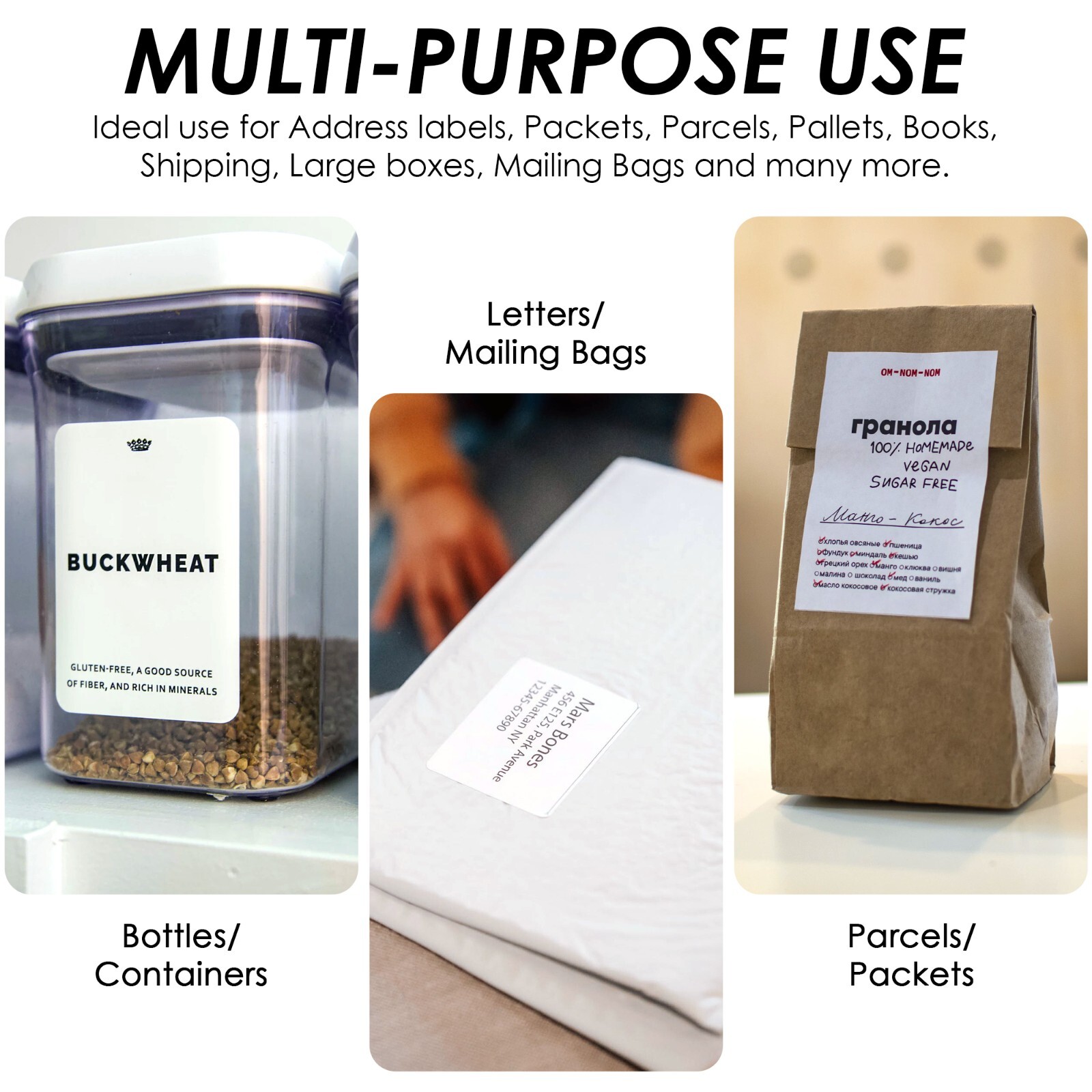 40X PERSONALISED RECTANGLE PRINTED STICKERS MATTE CUSTOM LOGO POSTAGE