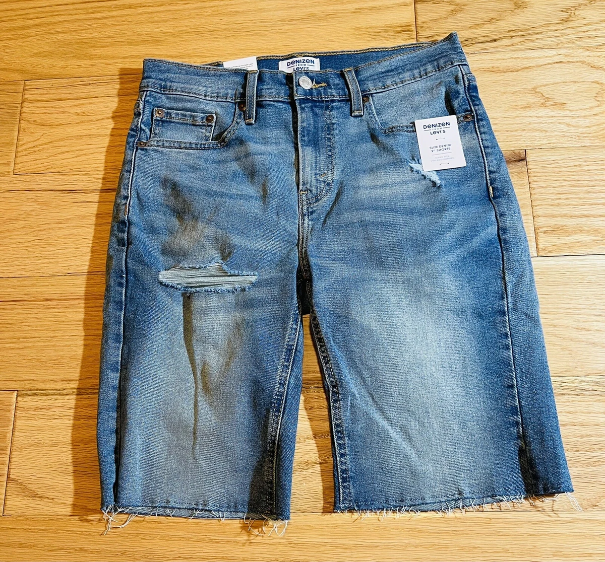 Denizen from Levis Mens Slim Denim 9 Shorts Light Wash Super Flex