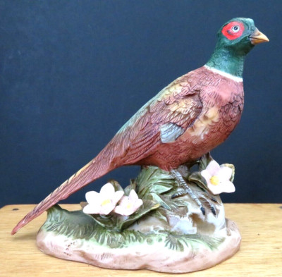 Vintage Porcelain Ring Necked PHEASANT 5'' Tall x 5'' Wide Marked 1457 EVC