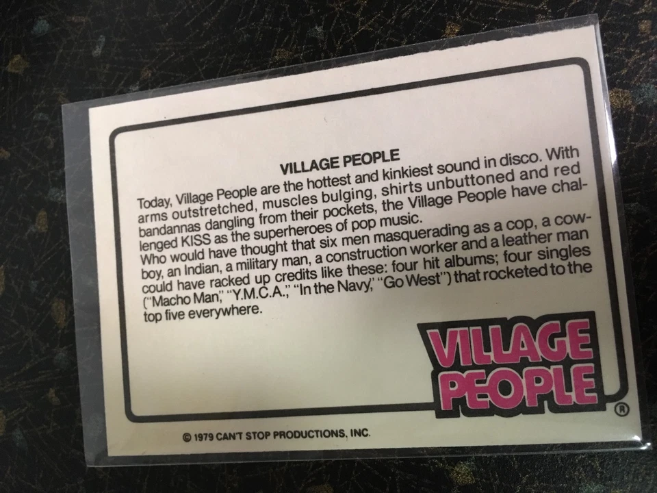 THE VILLAGE PEOPLE 1979 BAND PHOTO DONRUSS ROCK STARS SERIES CARD 36 NEAR MINT  - Image 2 of 2