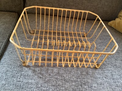 Vtg Mid Century Dish Strainer drainer Drying Rack Rubber Coated